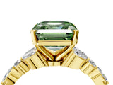 Yellow gold Fancy Green Asscher Cut Diamond Solitaire Ring with Side Stones and Four-Prong Setting_33