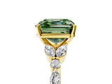 Yellow gold Fancy Green Asscher Cut Diamond Solitaire Ring with Side Stones and Four-Prong Setting_34