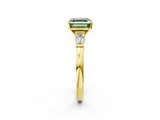 Yellow gold Fancy Green Asscher  Cut Diamond Solitaire Ring with Tapered Baguette Accents and Four-Prong Setting_19