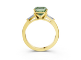 Yellow gold Fancy Green Asscher  Cut Diamond Solitaire Ring with Tapered Baguette Accents and Four-Prong Setting_20