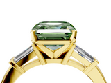 Yellow gold Fancy Green Asscher  Cut Diamond Solitaire Ring with Tapered Baguette Accents and Four-Prong Setting_21