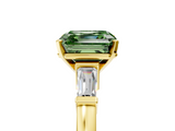 Yellow gold Fancy Green Asscher  Cut Diamond Solitaire Ring with Tapered Baguette Accents and Four-Prong Setting_22