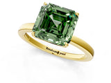 Yellow gold Fancy Green Asscher Cut Diamond Solitaire Ring with Thin Band and Prong Setting_13