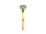 Yellow gold Fancy Green Asscher Cut Diamond Solitaire Ring with Thin Band and Prong Setting_14