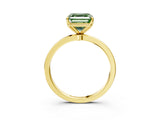 Yellow gold Fancy Green Asscher Cut Diamond Solitaire Ring with Thin Band and Prong Setting_15