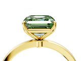 Yellow gold Fancy Green Asscher Cut Diamond Solitaire Ring with Thin Band and Prong Setting_16