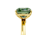 Yellow gold Fancy Green Asscher Cut Diamond Solitaire Ring with Thin Band and Prong Setting_17