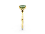 Yellow gold Fancy Green Asscher Cut Diamond Solitaire Ring with Thin Band and Prong Setting_26