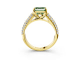 Yellow gold Fancy Green Asscher Cut Diamond Solitaire Ring with Three-Row Pavé Band and Four-Prong Setting_20