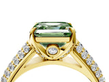 Yellow gold Fancy Green Asscher Cut Diamond Solitaire Ring with Three-Row Pavé Band and Four-Prong Setting_21