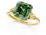 Yellow gold Fancy Green Asscher Cut Diamond Solitaire Ring with Twist Band and Four-Prong Setting_30