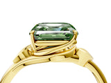 Yellow gold Fancy Green Asscher Cut Diamond Solitaire Ring with Twist Band and Four-Prong Setting_33