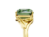Yellow gold Fancy Green Asscher Cut Diamond Solitaire Ring with Twist Band and Four-Prong Setting_34