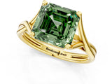 Yellow gold Fancy Green Asscher Cut Diamond Solitaire Twist Band Prong Setting Ring_44