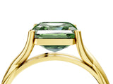 Yellow gold Fancy Green Asscher Cut Diamond Solitaire Twist Band Prong Setting Ring_47