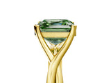 Yellow gold Fancy Green Asscher Cut Diamond Solitaire Twist Band Prong Setting Ring_48