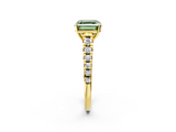 Yellow gold Fancy Green Asscher  Cut Diamond Solitaire with Pave Band and Four-Prong Setting_2