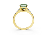 Yellow gold Fancy Green Asscher  Cut Diamond Solitaire with Pave Band and Four-Prong Setting_3