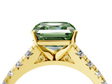 Yellow gold Fancy Green Asscher  Cut Diamond Solitaire with Pave Band and Four-Prong Setting_4