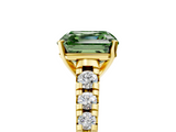 Yellow gold Fancy Green Asscher  Cut Diamond Solitaire with Pave Band and Four-Prong Setting_5