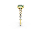 Yellow gold Fancy Green Asscher Cut Diamond Solitaire with Side Stones, Pave Band, Four-Prong Setting_65