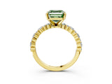 Yellow gold Fancy Green Asscher Cut Diamond Solitaire with Side Stones, Pave Band, Four-Prong Setting_66