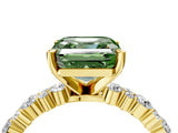 Yellow gold Fancy Green Asscher Cut Diamond Solitaire with Side Stones, Pave Band, Four-Prong Setting_67