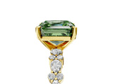 Yellow gold Fancy Green Asscher Cut Diamond Solitaire with Side Stones, Pave Band, Four-Prong Setting_68
