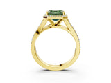 Yellow gold Fancy Green Asscher Cut Diamond Split Shank Halo Ring with Four-Prong Setting_37