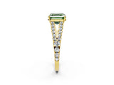 Yellow gold Fancy Green Asscher Cut Diamond Split Shank Pavé Engagement Ring with Four-Prong Setting_14
