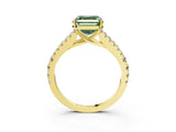Yellow gold Fancy Green Asscher Cut Diamond Split Shank Pavé Engagement Ring with Four-Prong Setting_15