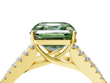 Yellow gold Fancy Green Asscher Cut Diamond Split Shank Pavé Engagement Ring with Four-Prong Setting_16