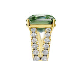 Yellow gold Fancy Green Asscher Cut Diamond Split Shank Pavé Engagement Ring with Four-Prong Setting_17