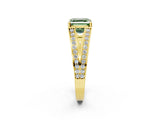 Yellow gold Fancy Green Asscher Cut Diamond Split Shank Ring with Pavé Band and Four-Prong Setting_37