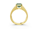 Yellow gold Fancy Green Asscher Cut Diamond Split Shank Ring with Pavé Band and Four-Prong Setting_38