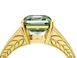 Yellow gold Fancy Green Asscher Cut Diamond Split Shank Ring with Pavé Band and Four-Prong Setting_39