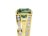 Yellow gold Fancy Green Asscher Cut Diamond Split Shank Ring with Pavé Band and Four-Prong Setting_40