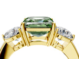 Yellow gold Fancy Green Asscher Cut Diamond Three-Stone Ring with Prong Setting and Classic Band_55