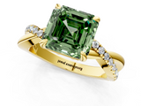 Yellow gold Fancy Green Asscher  Cut Diamond Twist Band Solitaire with Prong Setting_18