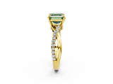 Yellow gold Fancy Green Asscher  Cut Diamond Twist Band Solitaire with Prong Setting_19