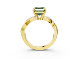 Yellow gold Fancy Green Asscher  Cut Diamond Twist Band Solitaire with Prong Setting_20