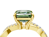 Yellow gold Fancy Green Asscher  Cut Diamond Twist Band Solitaire with Prong Setting_21