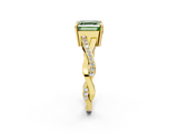 Yellow gold Fancy Green Asscher  Cut Diamond Twisted Band Engagement Ring with Prong Setting_5