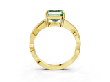 Yellow gold Fancy Green Asscher  Cut Diamond Twisted Band Engagement Ring with Prong Setting_6