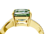 Yellow gold Fancy Green Asscher  Cut Diamond Twisted Band Engagement Ring with Prong Setting_7