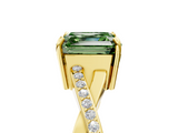 Yellow gold Fancy Green Asscher  Cut Diamond Twisted Band Engagement Ring with Prong Setting_8
