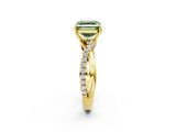 Yellow gold Fancy Green Asscher  Cut Diamond Twisted Band with Pavé Setting and Four-Prong Setting_19