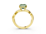 Yellow gold Fancy Green Asscher  Cut Diamond Twisted Band with Pavé Setting and Four-Prong Setting_20