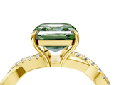 Yellow gold Fancy Green Asscher  Cut Diamond Twisted Band with Pavé Setting and Four-Prong Setting_21