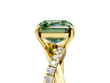 Yellow gold Fancy Green Asscher  Cut Diamond Twisted Band with Pavé Setting and Four-Prong Setting_22